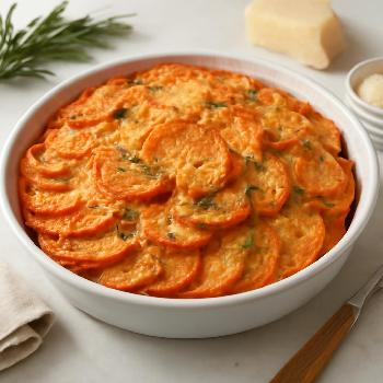 Gratin de Patates Douces Salé au Parmesan et Romarin