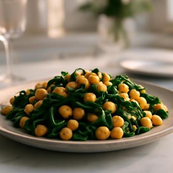 Pois Chiches Sautés aux Épinards