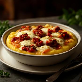 Polenta au Four Gratinée aux Tomates Séchées et à la Mozzarella