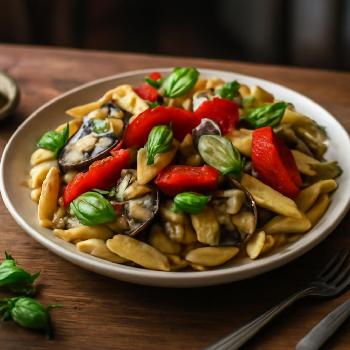 Salade de pâtes froide aux légumes grillés