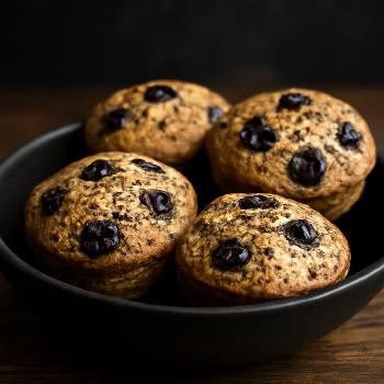 Muffins Végétaliens Moelleux aux Myrtilles et Œufs de Chia