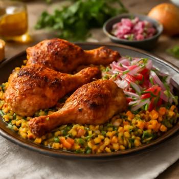 Arroz con Pollo Péruvien et sa Salsa Criolla Rafraîchissante