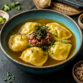 Raviolis au Boeuf Wagyu et Bouillon Dashi