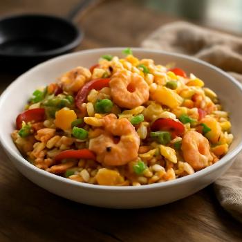 Riz Frit aux Crevettes et Ananas