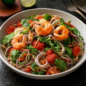Salade de vermicelles de verre et fruits de mer à la thaïlandaise