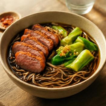 Soba Chaude au Canard et aux Poireaux (Kamo Nanban)
