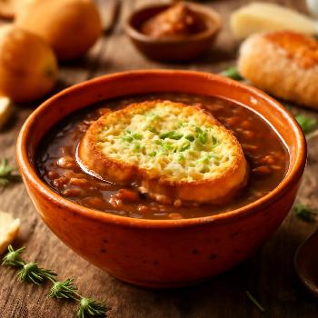 Soupe à l'oignon revisitée au miso