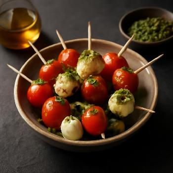 Mini-Brochettes Tomate-Mozza au Pesto