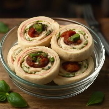 Mini Rouleaux Jambon Fromage au Pesto