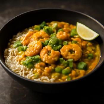 Riz Curry au Lait de Coco et Crevettes Express au Micro-ondes