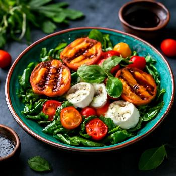 Salade Caprese Revisitee aux Pêches Grillées