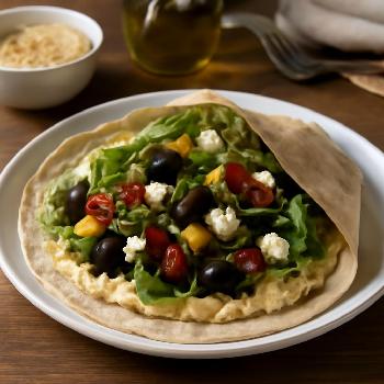 Wrap Méditerranéen Végétarien au Houmous et Olives