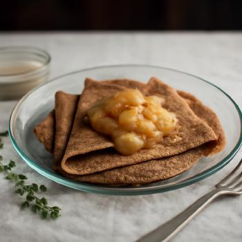 Crêpes à la farine de sarrasin et compote de pommes (faible en phosphore)