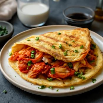 Crêpes Salées au Kimchi et Ciboulette