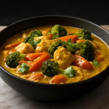 Curry de Poulet au Curcuma et Lait de Coco aux Légumes
