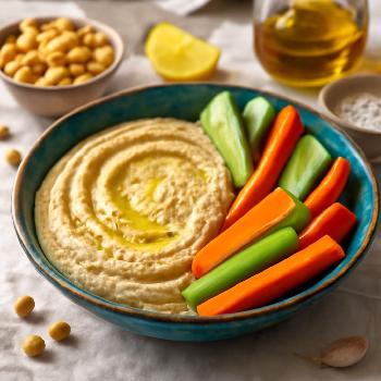 Houmous Méditerranéen et Légumes Croquants