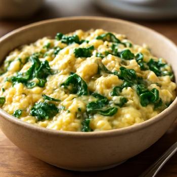 Oeufs Brouillés Crémeux aux Épinards et Fromage pour Seniors