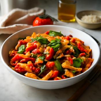 Pâtes Méditerranéennes à la Sauce Tomate et Légumes Frais