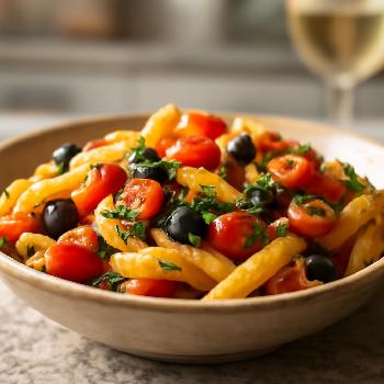 Pâtes Méditerranéennes Simplifiées avec Sauce Rapide