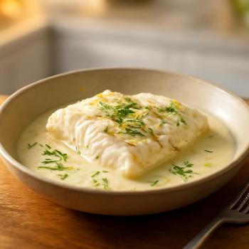 Poisson Poché Sauce Crème et Citron