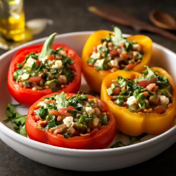 Poivrons Farcis au Quinoa, Feta et Herbes Fraîches (Régime Méditerranéen)