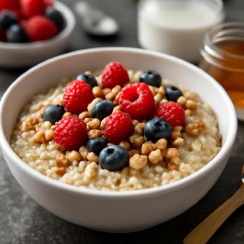 Porridge d'Avoine aux Fruits Rouges et Noix: Un Déjeuner Bon pour le Cœur
