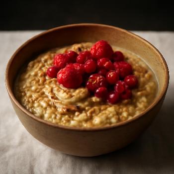 Porridge Protéiné au Beurre de Noix et Fruits Rouges