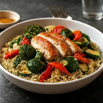 Salade de Quinoa au Poulet Grillé et Légumes Rôtis: Un Repas Complet et Équilibré