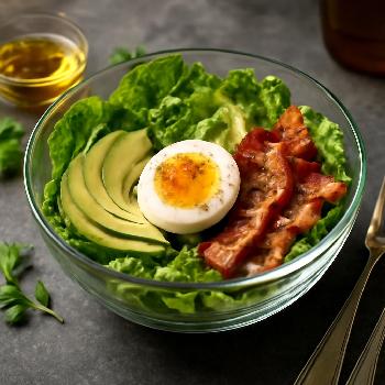 Salade Keto Avocat, Œuf et Bacon : Un Déjeuner Riche en Graisses