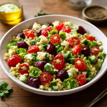 Salade Méditerranéenne Quinoa, Feta et Vinaigrette à l'Huile d'Olive