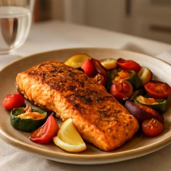 Saumon Grillé aux Légumes Méditerranéens: Un Dîner Équilibré pour Diabétiques