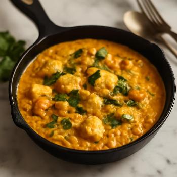 Soupe de Lentilles Corail au Curry et Poulet