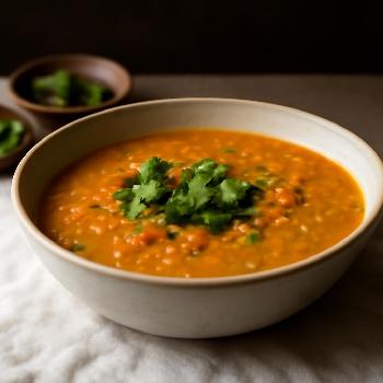 Soupe de Lentilles Corail au Curry Végétalienne