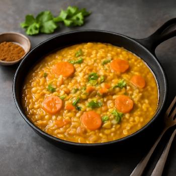 Soupe de Lentilles Corail et Carottes au Curry