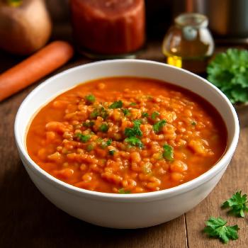 Soupe de Lentilles Corail et Tomates : Un Concentré de Bienfaits pour le Cœur