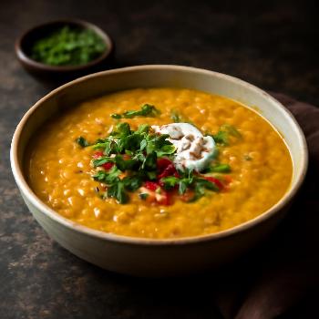 Soupe de Lentilles et Coco au Gingembre et Curcuma