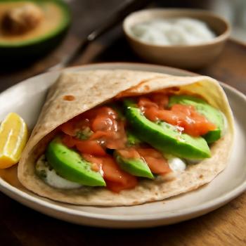 Wrap Petit Déjeuner Faible en Sodium au Saumon Fumé et Avocat