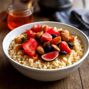 Bouillie d'orge sucrée au miel et aux fruits