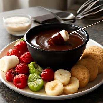 Fondue au Chocolat Noir Intense et Fruits Frais