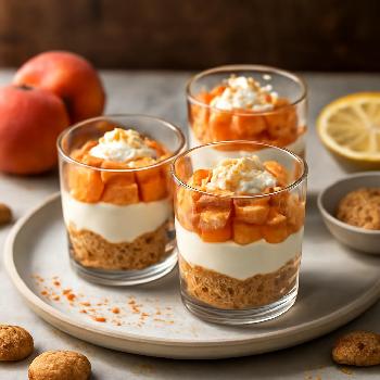 Verrines Estivales Pêches, Amaretti et Mascarpone