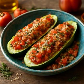 Bateaux de Courgette Farci aux Légumes du Soleil et Quinoa