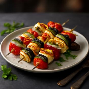 Brochettes de Légumes et Halloumi Grillé