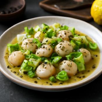 Ceviche de Pétoncles, Avocat et Citron Yuzu