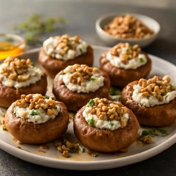 Champignons farcis au fromage de chèvre et aux noix