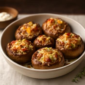 Champignons Farcis au Gruyère et Lardons