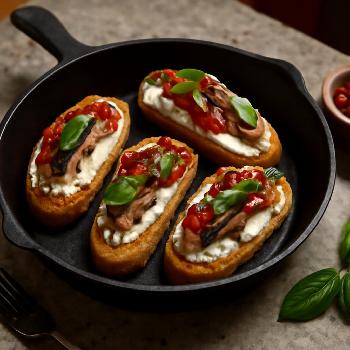Crostini Anchois, Tomates Séchées et Ricotta : L'Italie dans votre assiette