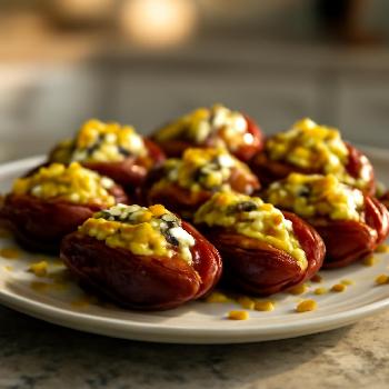 Dattes Farcies au Fromage Feta, Miel et Pistaches