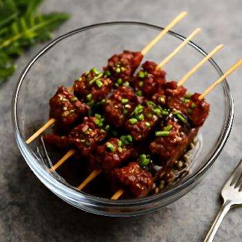 Mini-Brochettes Apéritives de Bœuf Teriyaki