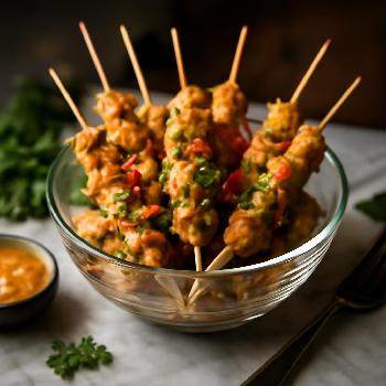 Mini-Brochettes de Poulet Satay: Apéritif Exotique