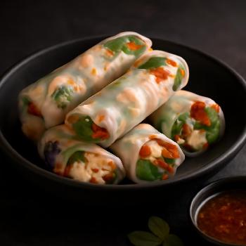 Rouleaux de Printemps au Poulet, Crevettes et Légumes Croquants